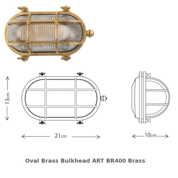 Oval Brass Bulkhead Light. Coastal Outdoor Wall Light ART BR400 Brass