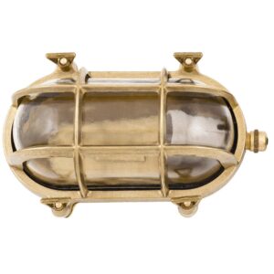 Exterior Wall Light in Brass with Clear Glass.